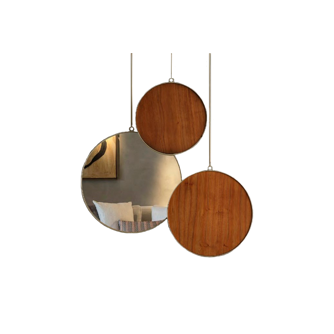 Espejo Decorativo CCL CL-2315 Conjunto 3 Pzs Miel Dorado