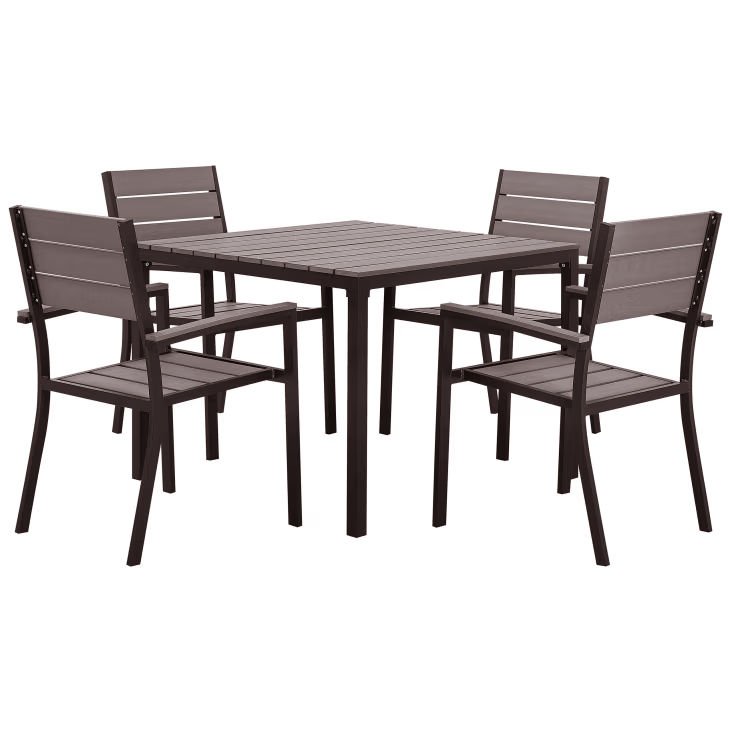 Mesa Escen AE140 C/4 Sillas Aluminio Gris