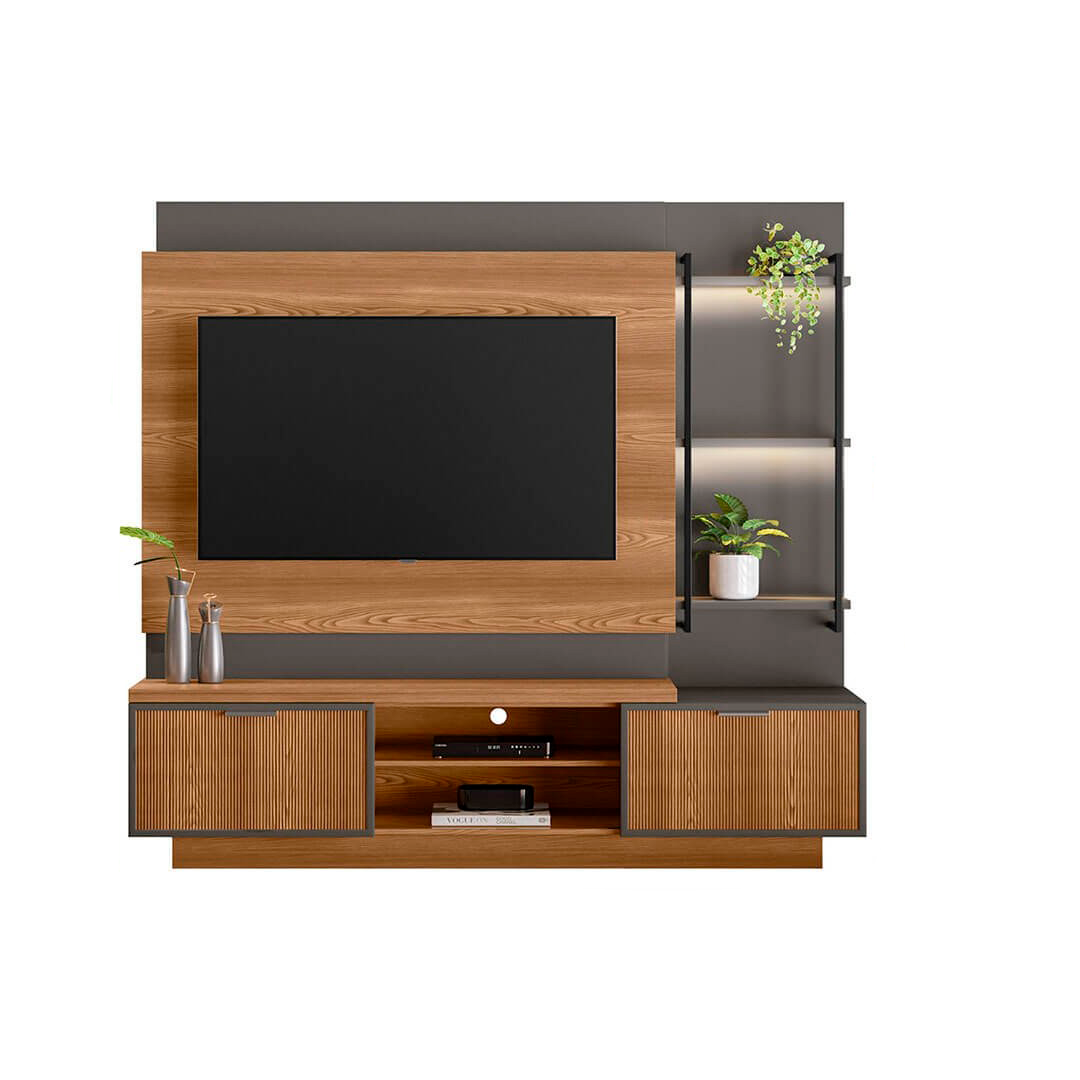 Home para Tv Linea Belmonte Hasta 55" Amendoa/Chumbo