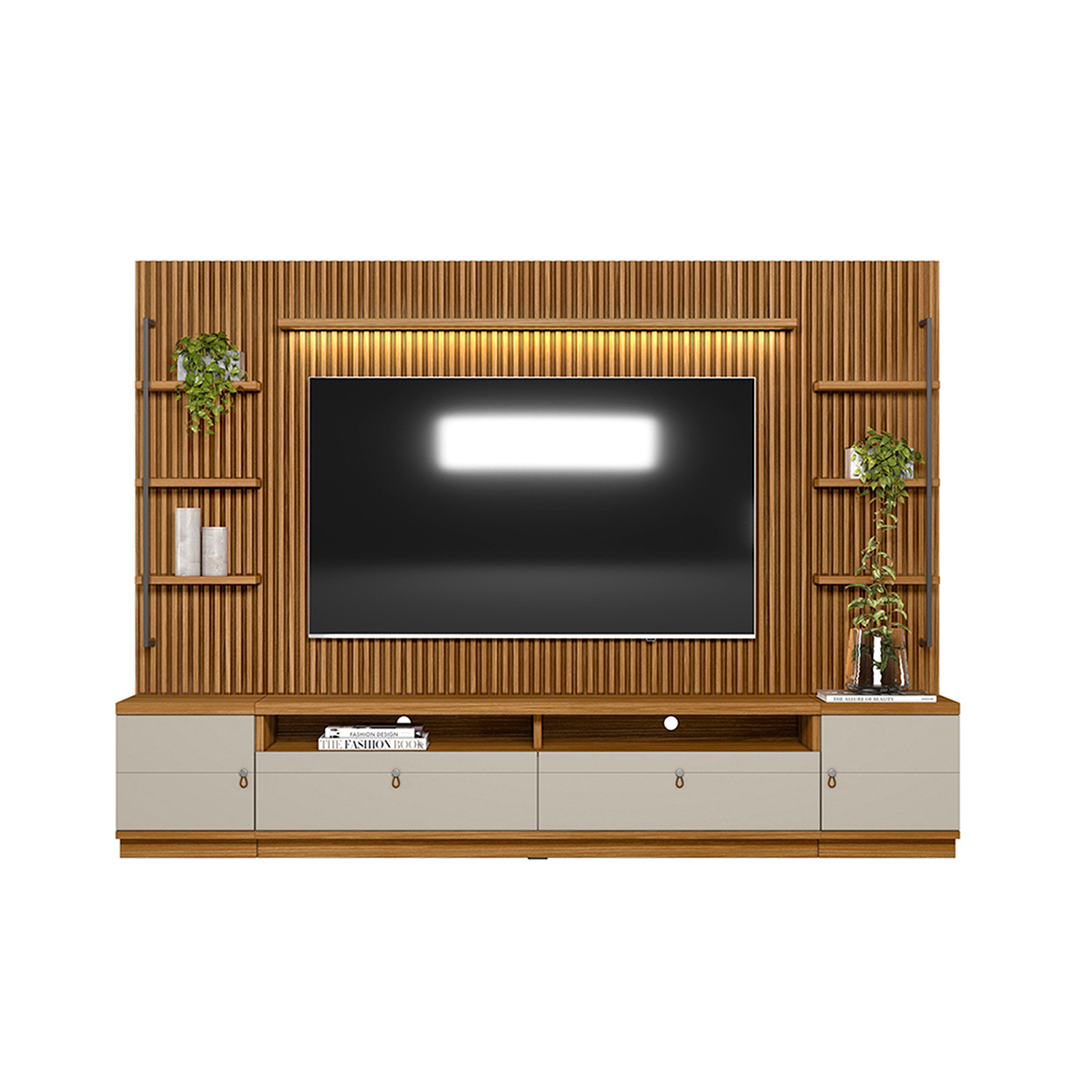 Home para Tv Linea Ouro Negro Hasta 75" Nature/Off White