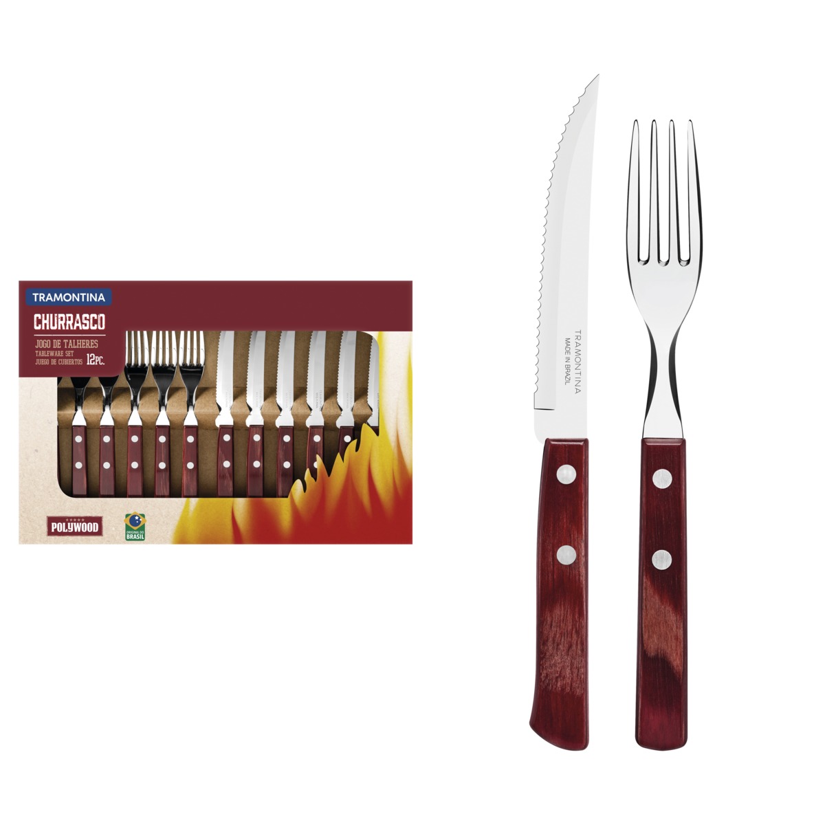 Juego de Asado Tramontina Poly 12 Pzas Bordo